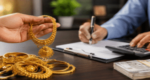 Selling pledged gold jewellery to clear a gold loan and get instant cash.